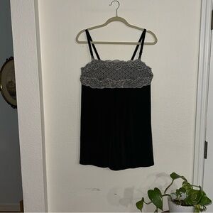 Soma Intimates Black LG Lace Cool Nights Babydoll With lace bodice & Mini Slip